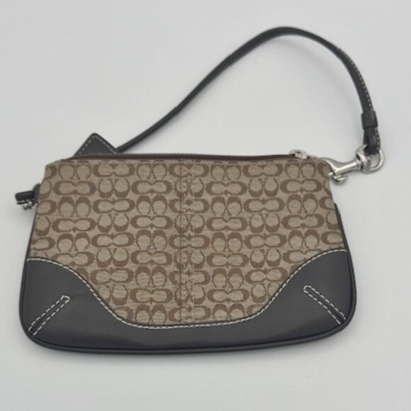 Coach Vintage Wristlet Tan Brown Logo Leather Coin Purse Hang Tag - Picture 3 of 4